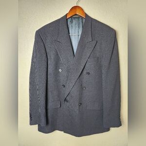 Givenchy Monsieur Vintage Wool Double Breasted Pant Suit Mens Navy Blue